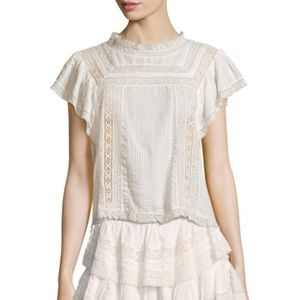 Loveshackfancy white lace top xxs